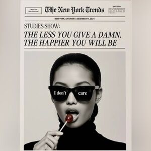 Black and White  'I Don't Care' Sunglasses Poster